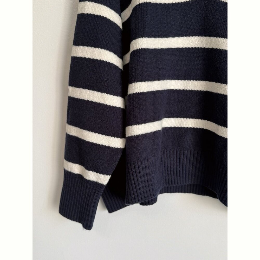 Old Navy Collared Stripe Navy White Sweater Women’s 3X Pullover Preppy Coastal - Picture 4 of 10